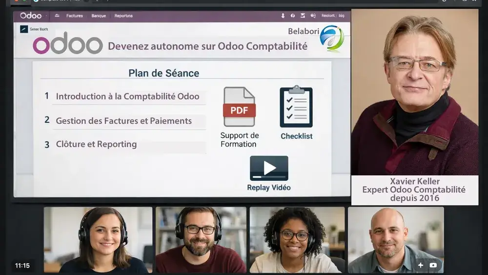 Formation Odoo comptabilité en visioconférence avec Xavier Keller expert Odoo