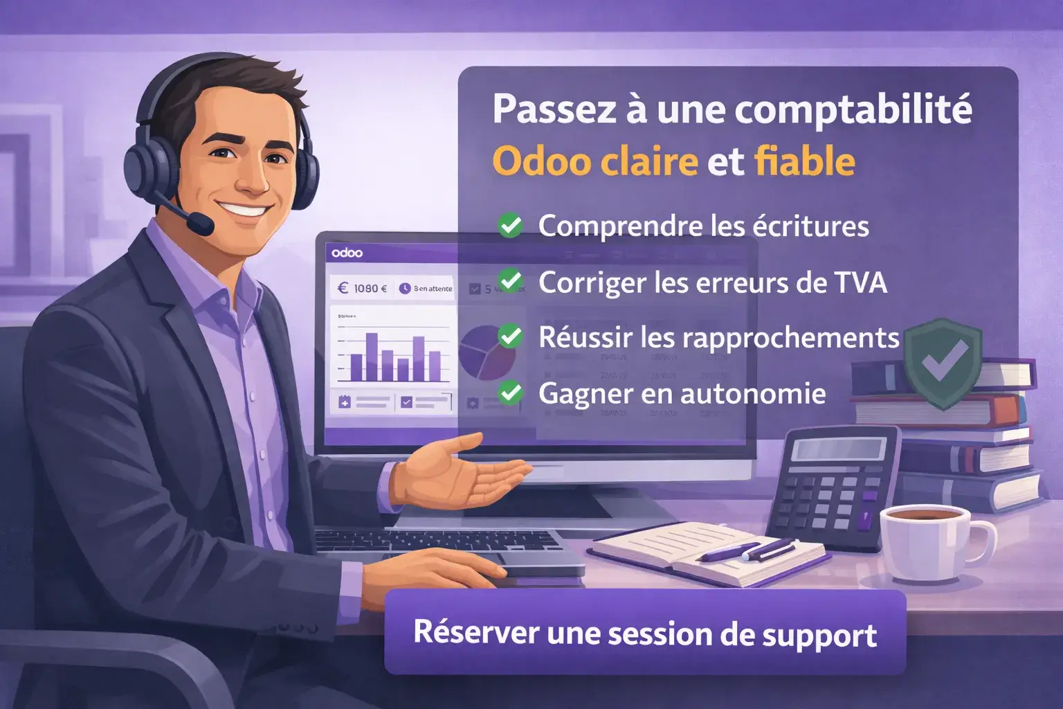 Support métier Odoo comptabilité avec accompagnement à distance